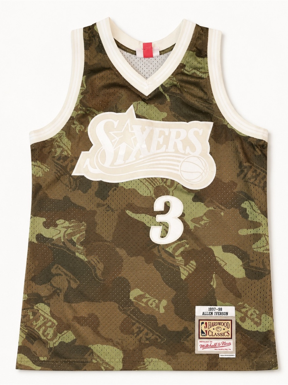 NBA Ghost green camo Mitchell & Ness Kids' Camo Iverson #3 Jersey - Olive & Whit